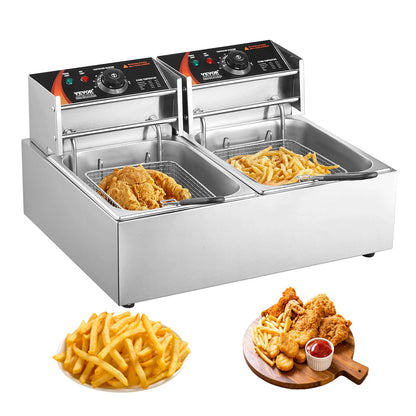 Electric Deep Fryer w/Dual Removable Tanks