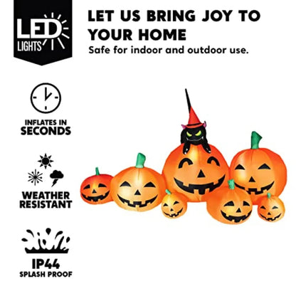 7 Foot Long Outdoor Pumpkin Halloween Inflatable Decoration