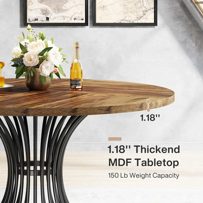 Tribesigns Farmhouse Style Round Dining Table for 4-6 People