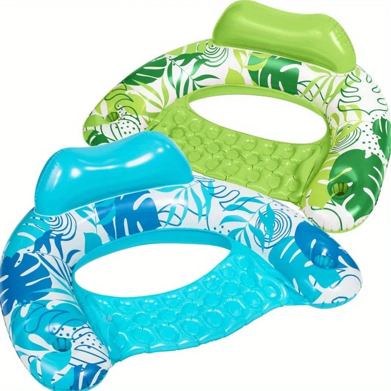 JOYFY 2-Pack Inflatable Pool Chairs with Cup Holders