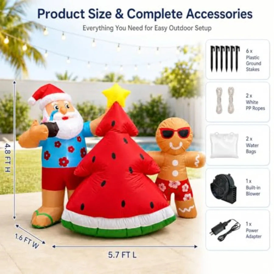 5.7 Foot Outdoor Christmas in July Santa Inflatable Decoration