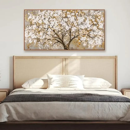 Radiant Modern Gold Tree of Life Oil Painting Style Wall Art