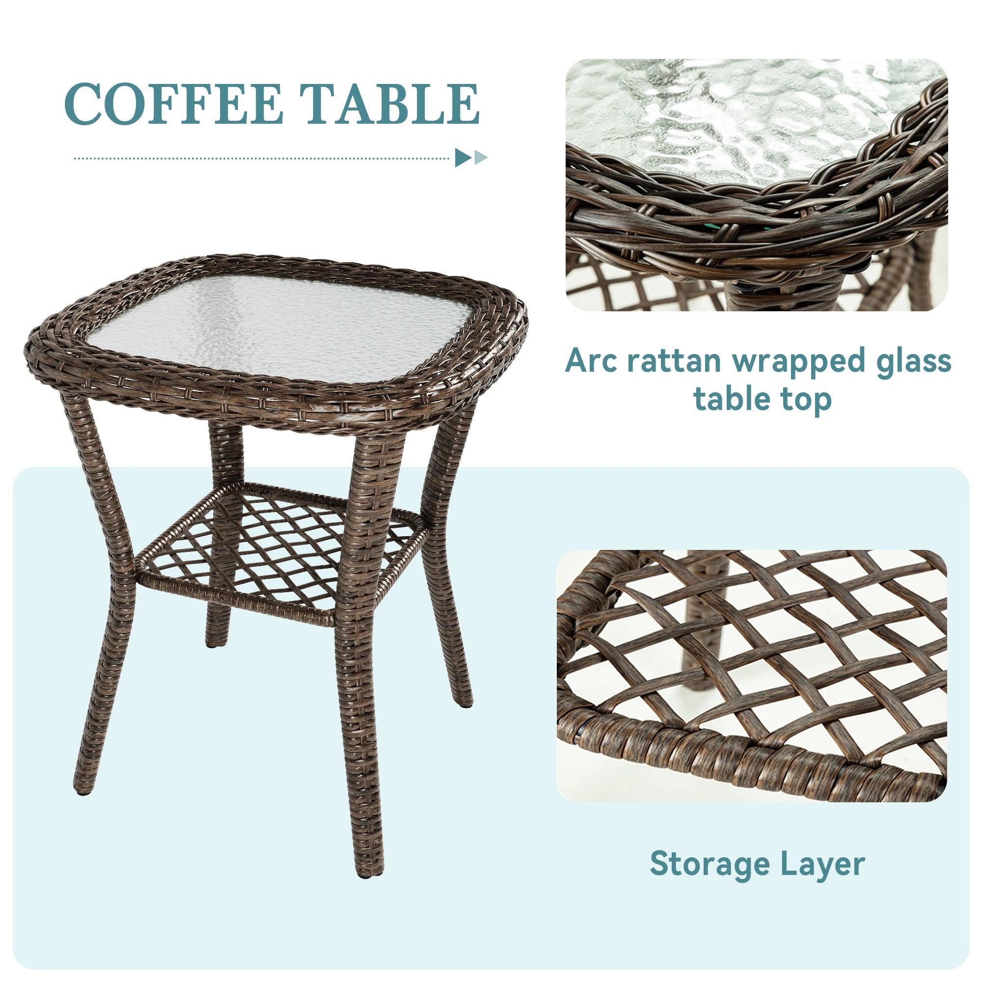 Hoomic 3 Piece Patio Furniture Set