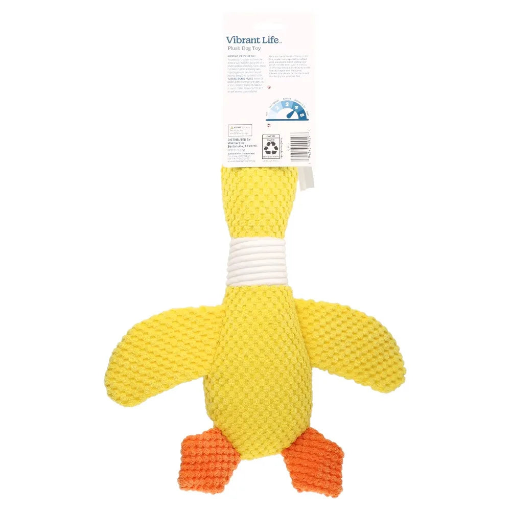 Adorable Yellow Duck Plush Dog Toy with Inside Squeaker