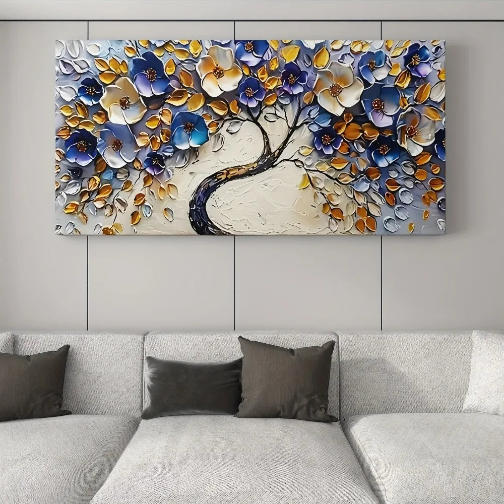 Large Boho Style Floral Tree Interior Wall Art Decoration