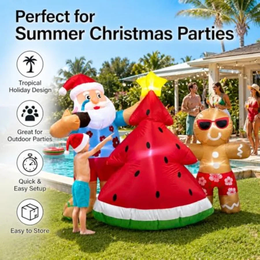5.7 Foot Outdoor Christmas in July Santa Inflatable Decoration