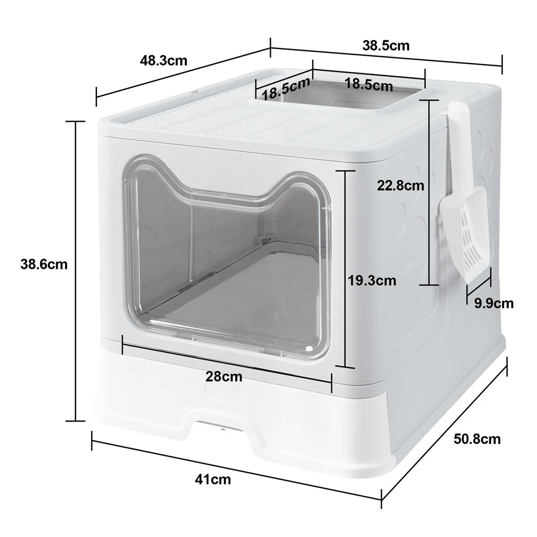 Large Enclosed Cat Litter Box with Scoop Drawer