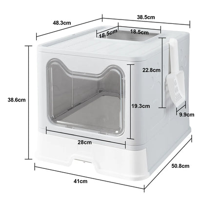 Large Enclosed Cat Litter Box with Scoop Drawer