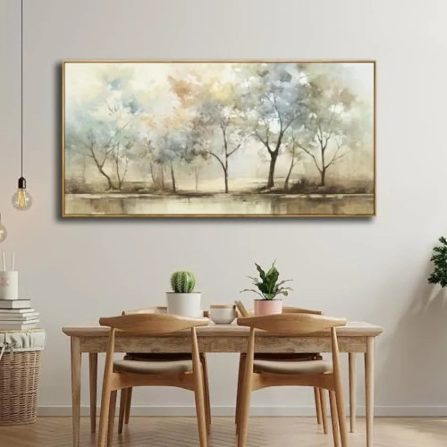 Retro Beige and Olive Green Abstract Wall Art