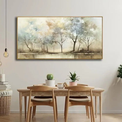 Retro Beige and Olive Green Abstract Wall Art