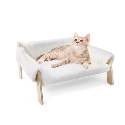 Large Wooden Leg Raised Plush Pet Sofa