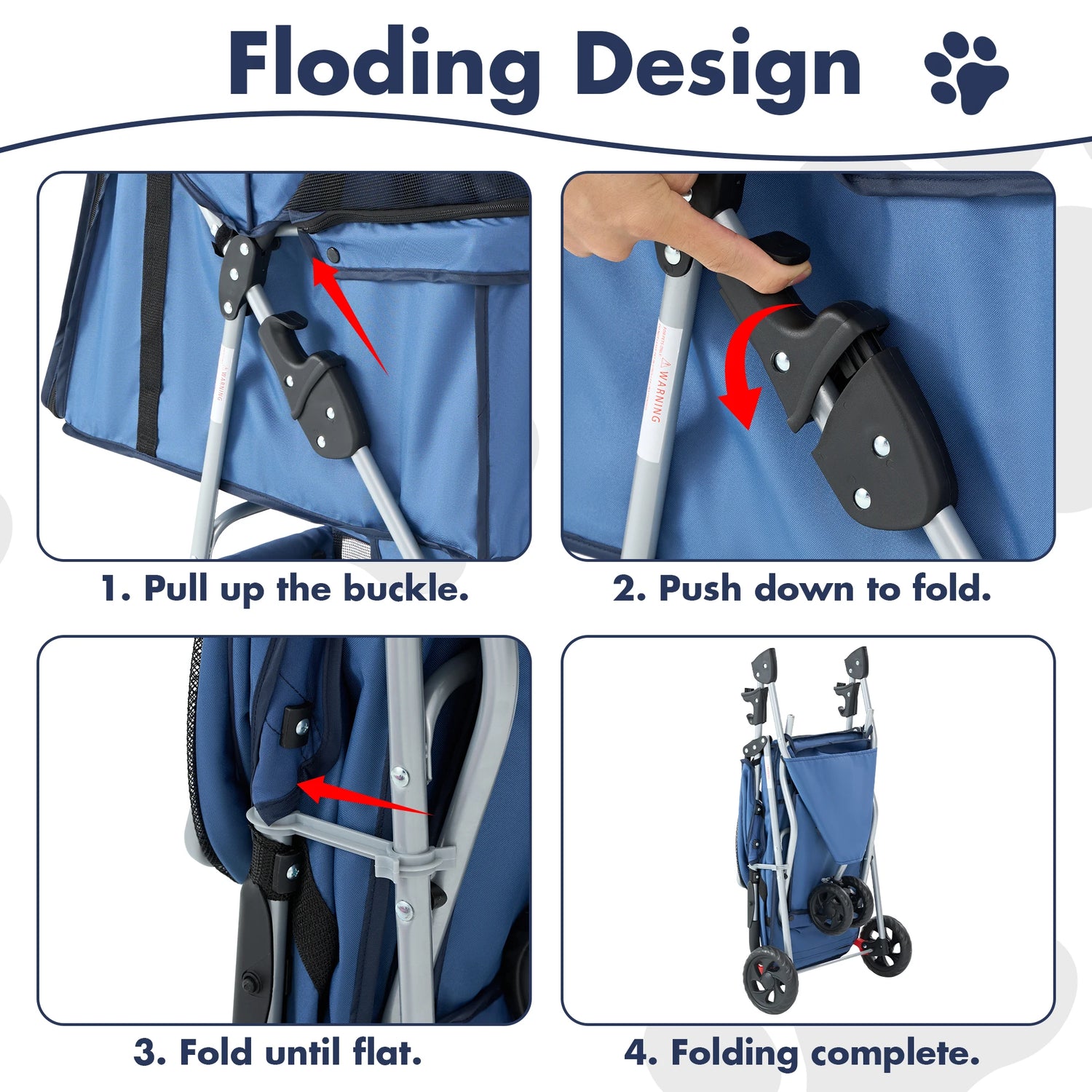 JHK 3 Wheel Foldable Pet Stroller for Small Dogs and Cats
