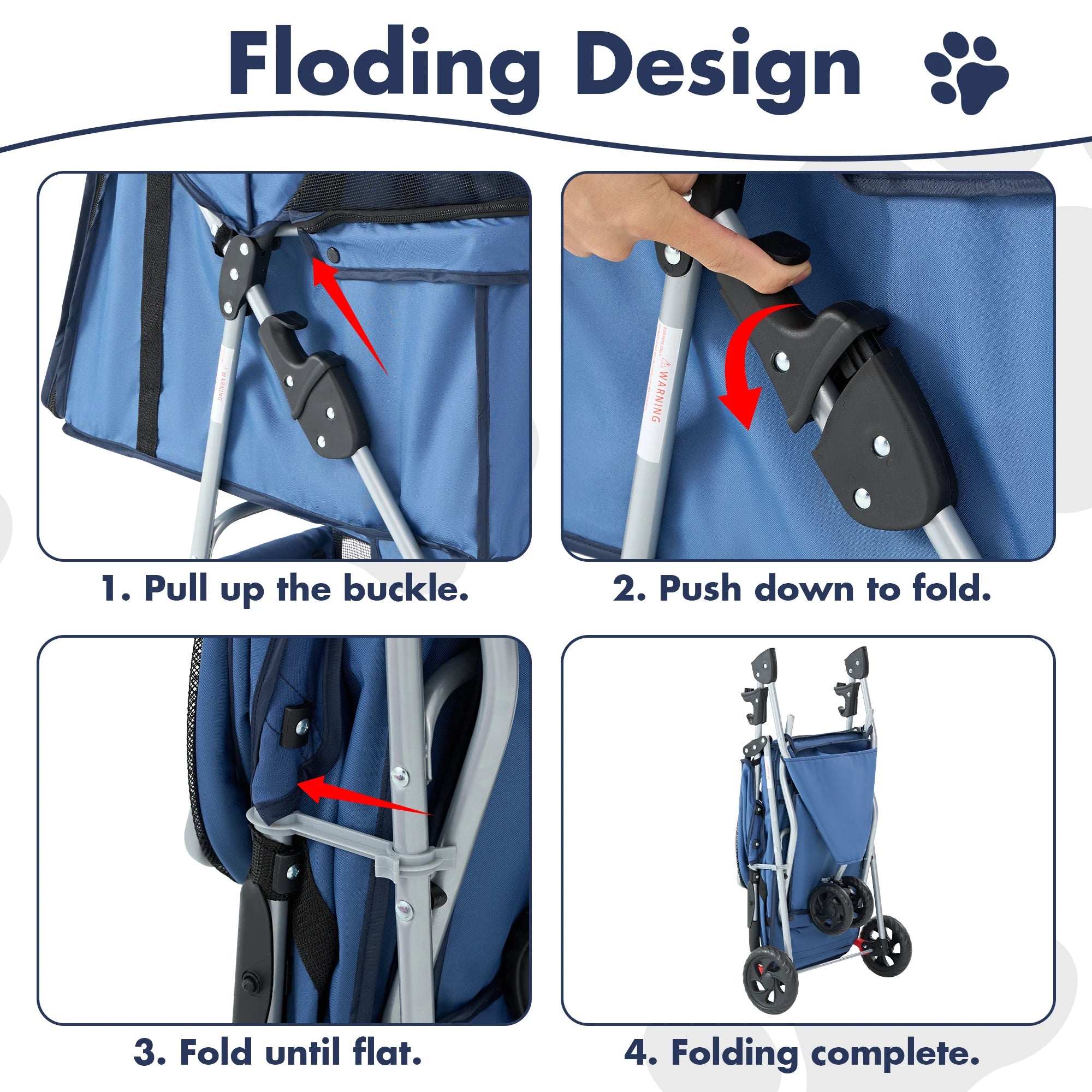 JHK 3 Wheel Foldable Pet Stroller for Small Dogs and Cats