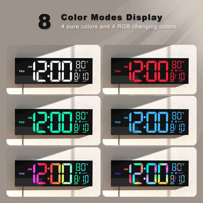 Large Digital Wall Clock, LED Display with Remote