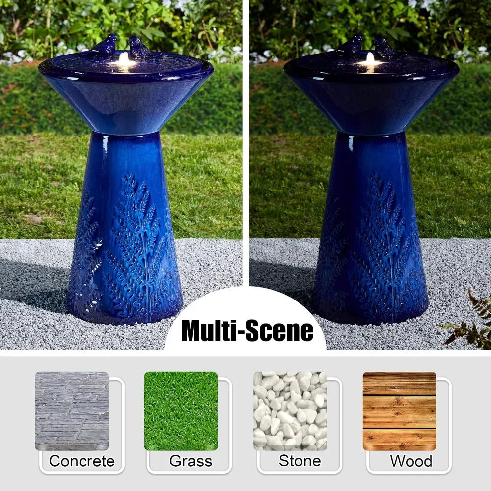 27.5 Inch Outdoor Garden Water Fountain with LED Lights and Pump