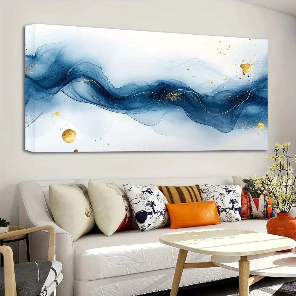 Abstract Gold and Blue Gradient Interior Wall Art Decoration