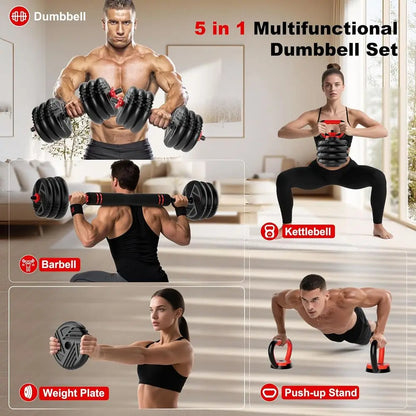 5 In 1 Adjustable Dumbbell/Barbell/Kettlebell