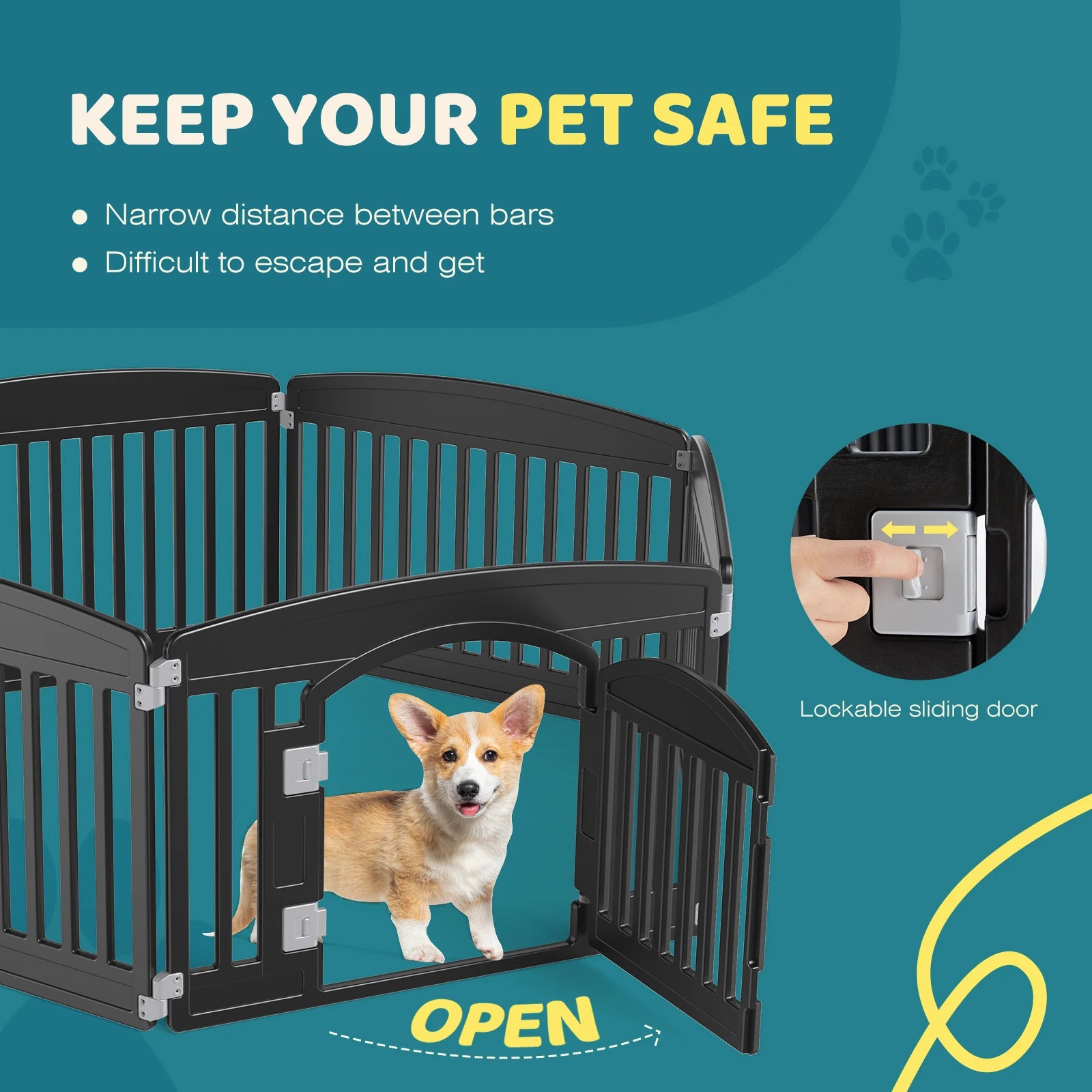 JHK 4- or 6-Panel Foldable Plastic Dog Playpen