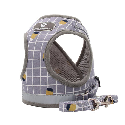 Reflective Breathable Dog or Cat Harness with Leash