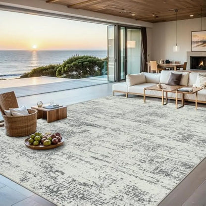 8x10 Neutral Contemporary Washable Area Rug
