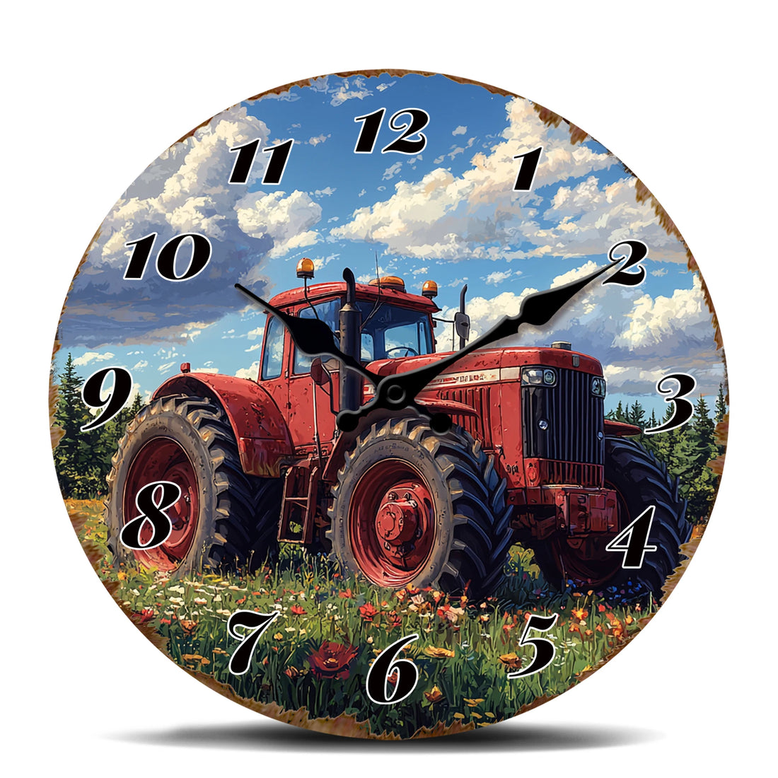 Round Vintage Tractor Wall Clock