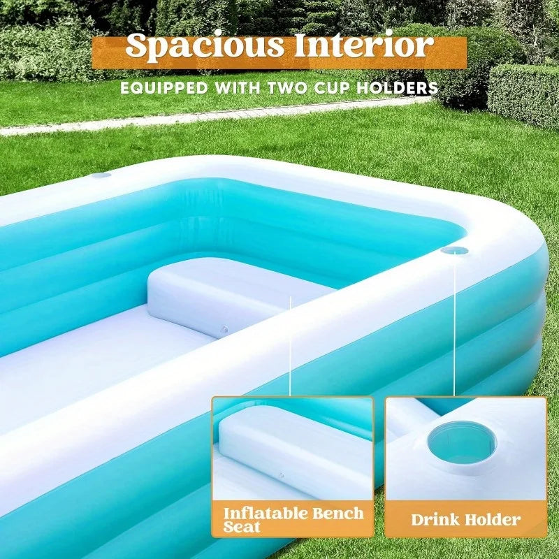 JOYFY Full-Sized Inflatable Swimming Pool with Seats