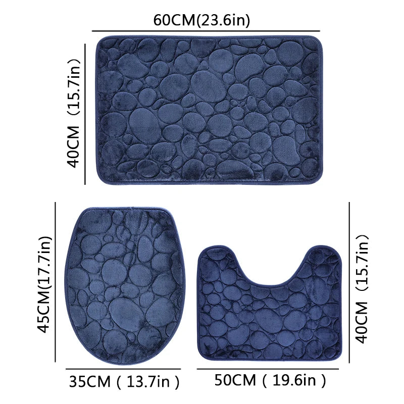 Water-Absorbing Non-Slip Solid Color Bathroom Rug Set