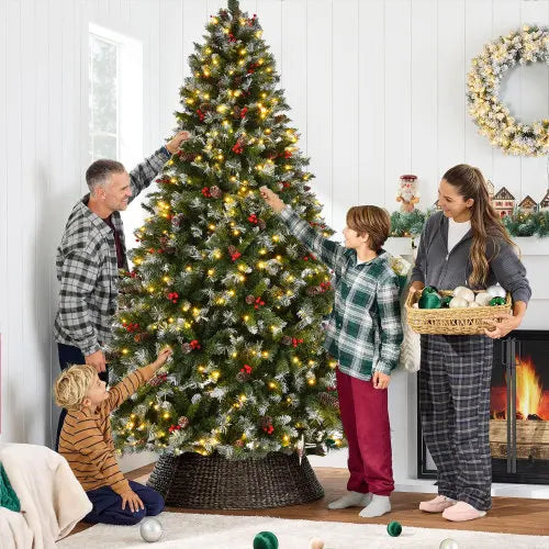 9 Foot Pre-Lit Pre-Decorated Pine Hinged Christmas Tree