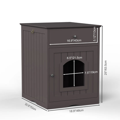 Wooden Cat House Cat with Litter Box