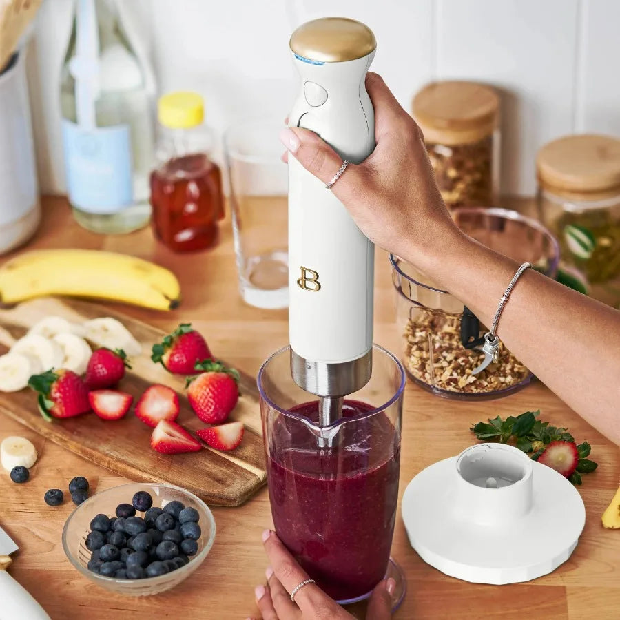 Cordless Immersion Blender with Chopper, Whisk &amp; Measuring Cup