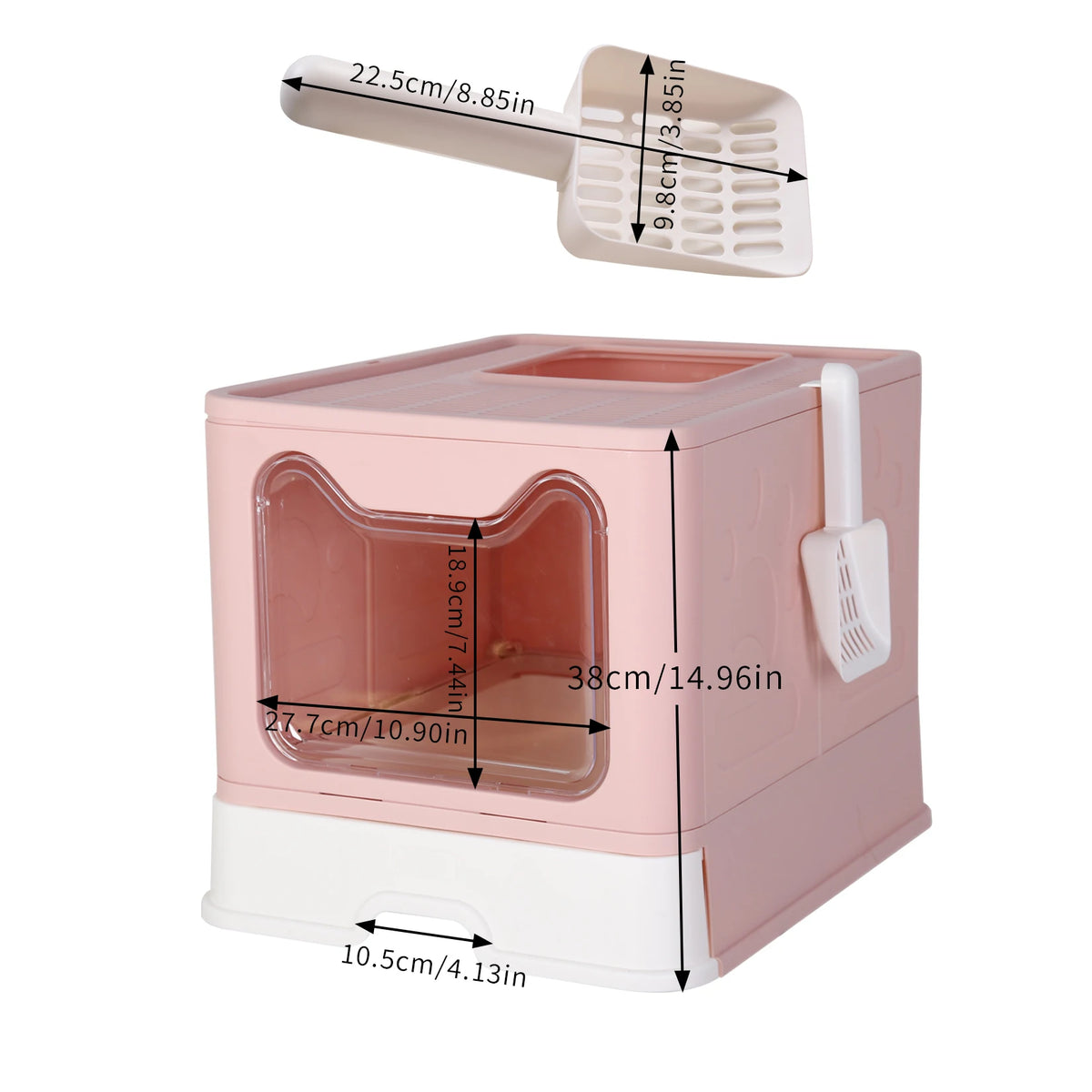 Large Enclosed Cat Litter Box with Scoop Drawer
