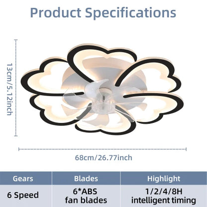26.7 Inch Remote Control Black Ceiling Fan with Lights