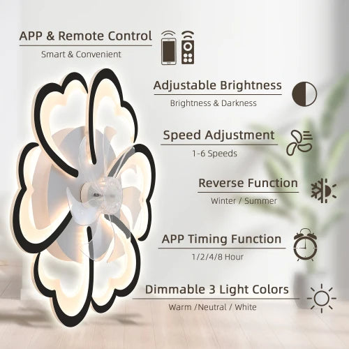 26.7 Inch Remote Control Black Ceiling Fan with Lights