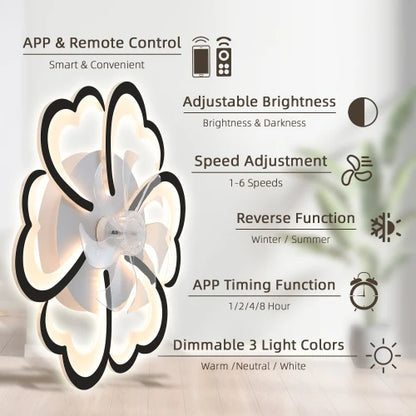 26.7 Inch Remote Control Black Ceiling Fan with Lights