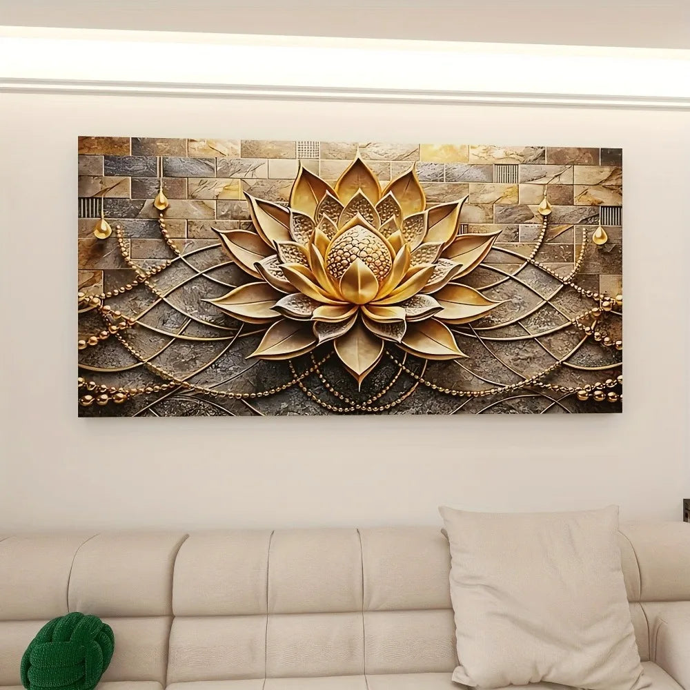 Modern Abstract Black and Gold Floral Canvas Art
