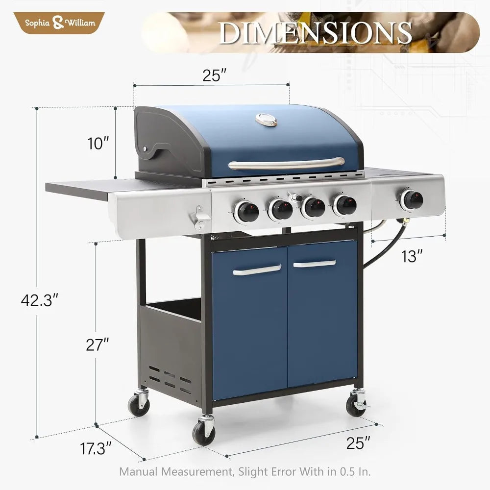 4-Burner Propane Gas Grill with Side Burner