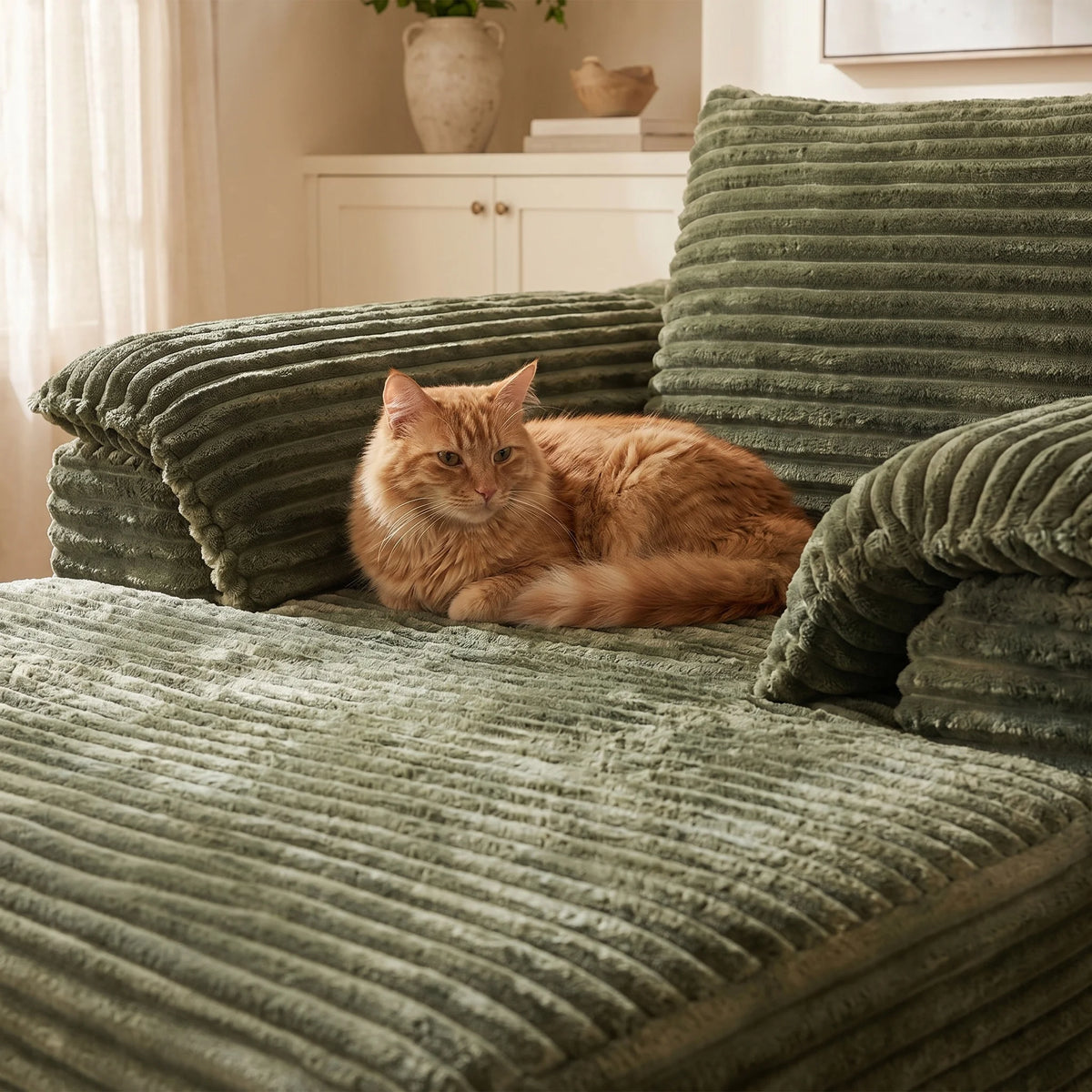 67" Oversized Corduroy Fabric Lounge Chair with Armrests
