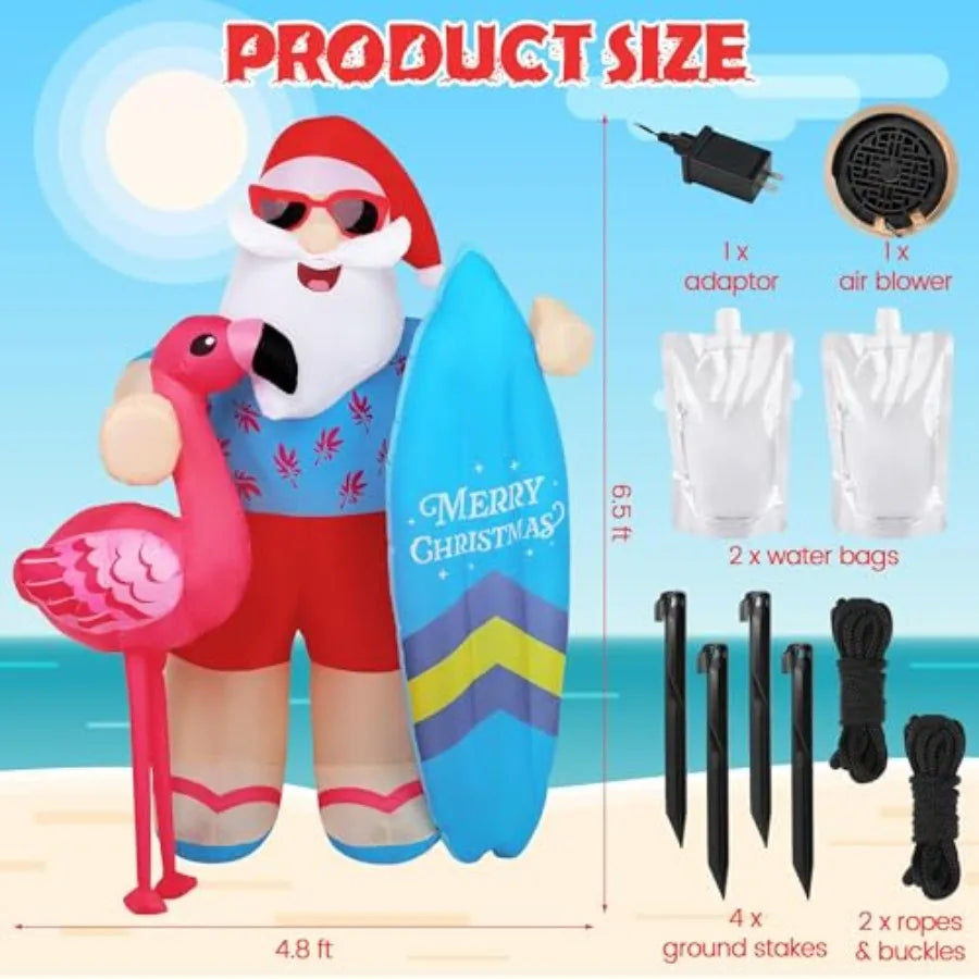 6.5 Foot Tropical Christmas Santa Claus Inflatable Decoration