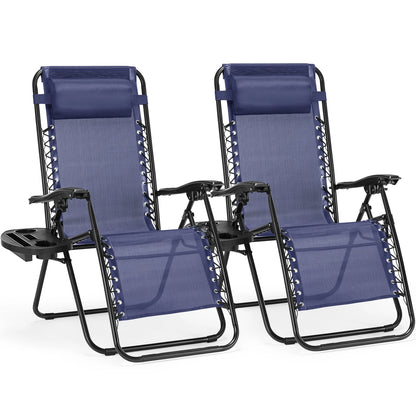 JHK Zero Gravity Portable Recliner Lounge Chairs with Cup Holder