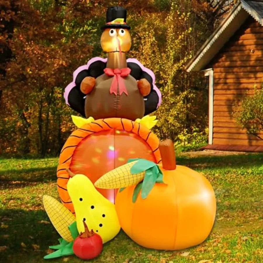 7 Foot Outdoor Thanksgiving Turkey Inflatable Decoration
