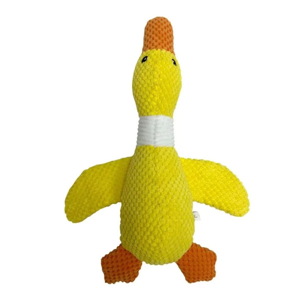 Adorable Yellow Duck Plush Dog Toy with Inside Squeaker