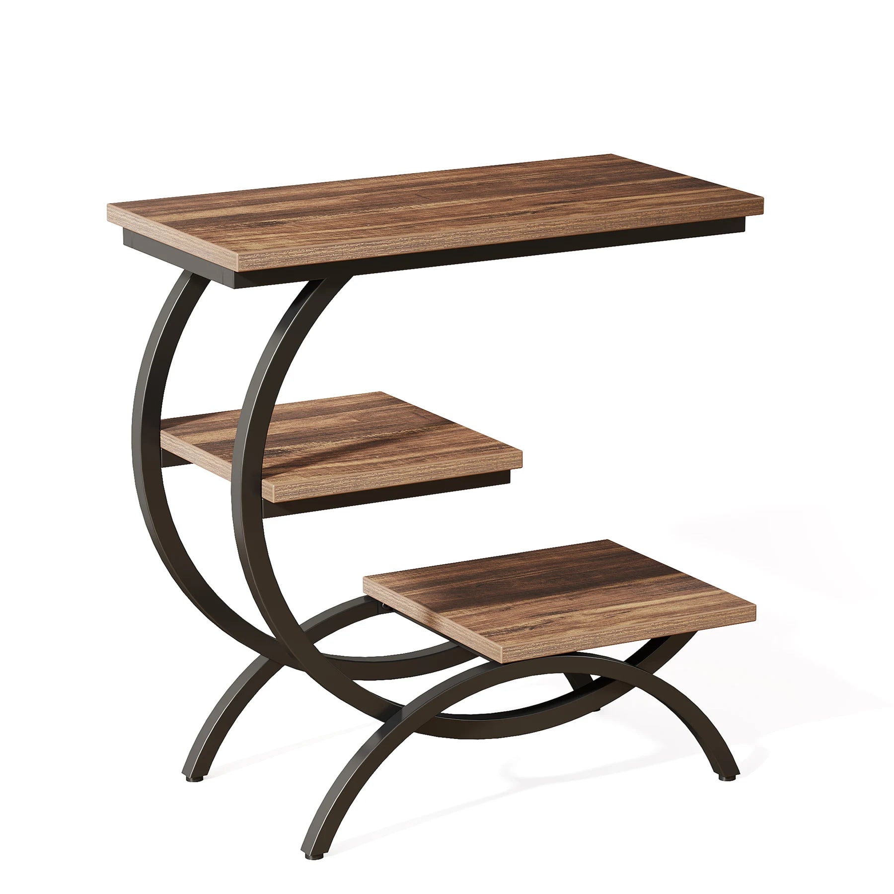 Tribesigns C-Shaped End Table with 3-Tiers