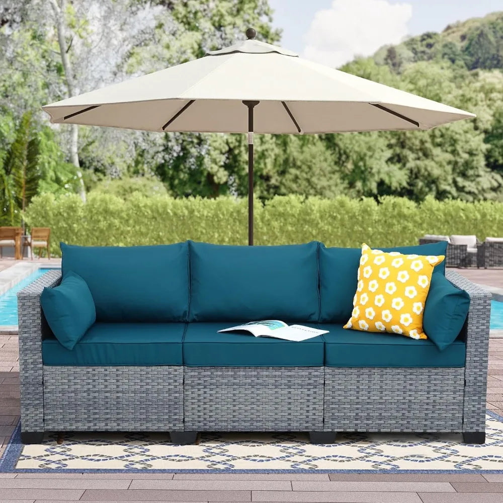 Outdoor Modern 3-Seat Patio Sofa with High Backrest