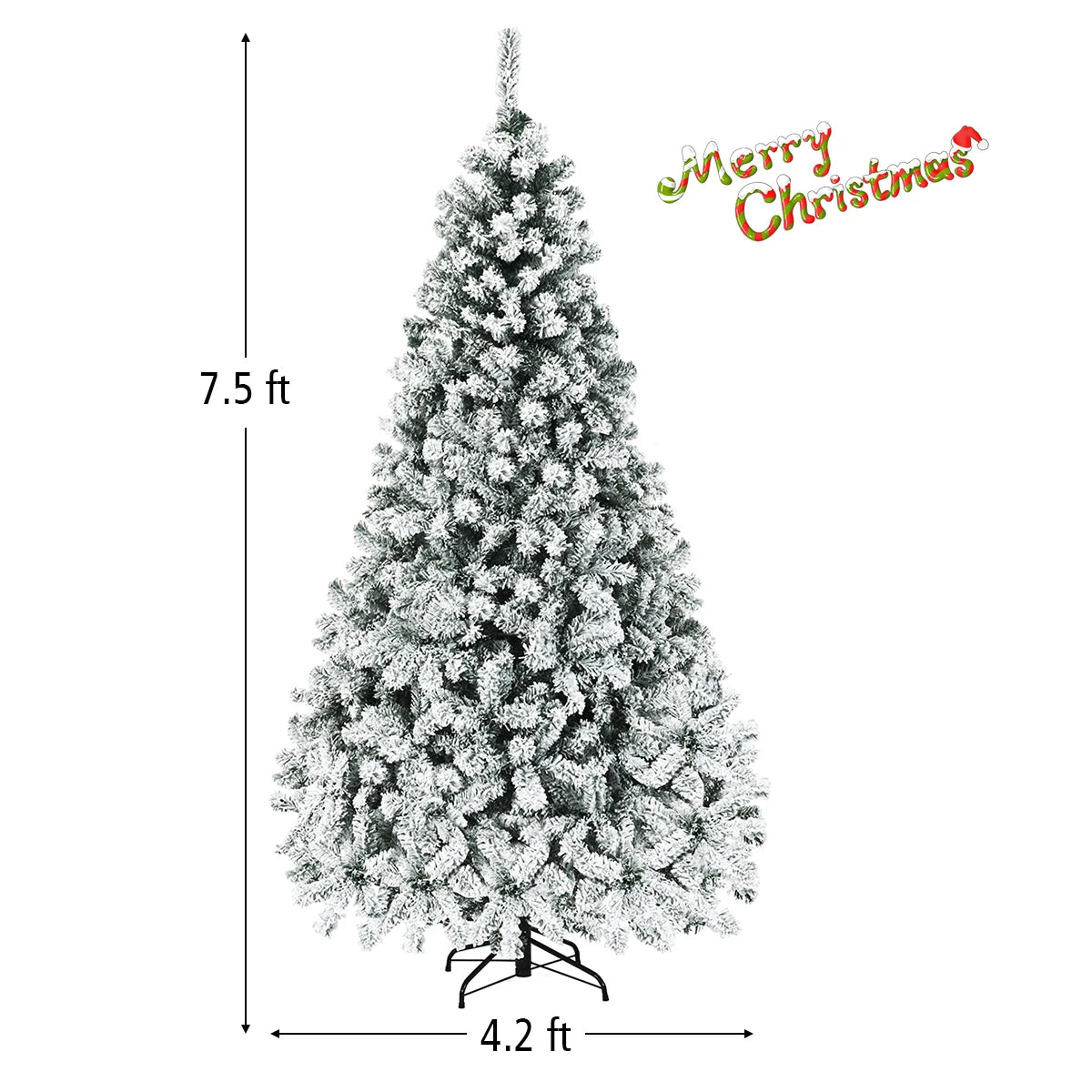 7.5 Foot Pre-Lit Premium Snow Flocked Artificial Christmas Tree