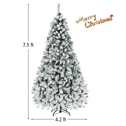 7.5 Foot Pre-Lit Premium Snow Flocked Artificial Christmas Tree