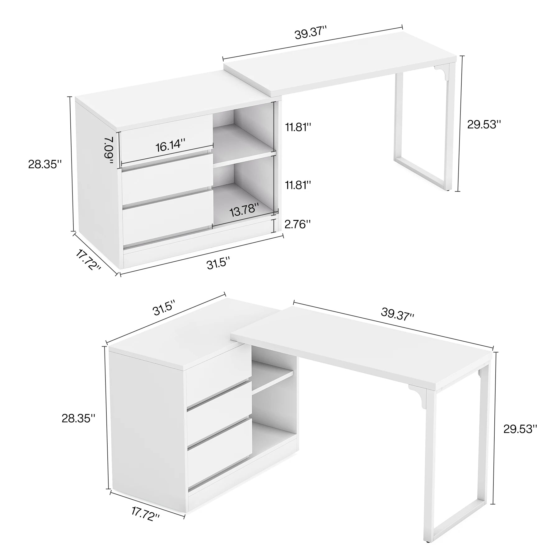 Tribesigns L-Shaped Computer Desk with Drawers and Shelves
