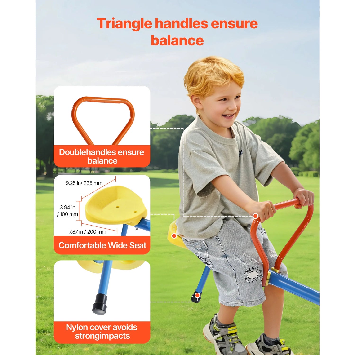 SucceBuy 4 Seat Kids Seesaw Sit &amp; Spin Teeter Totter