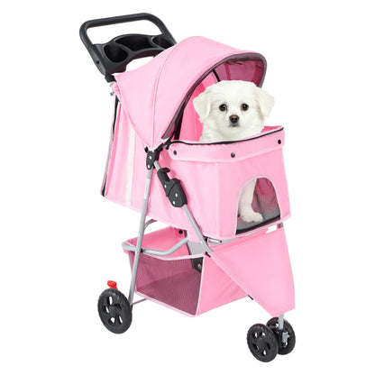 JHK 3 Wheel Foldable Pet Stroller for Small Dogs and Cats