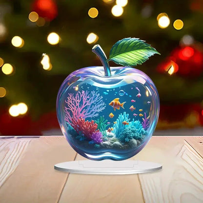 2D Clear Crystal Apple Collectible Figurine