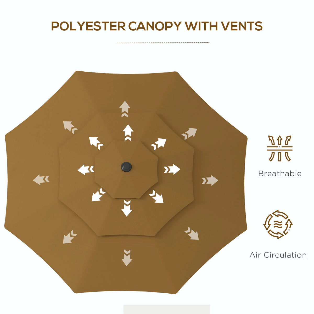 9 Foot 3-Tier Market Style Outdoor Patio Umbrella with Crank Handle